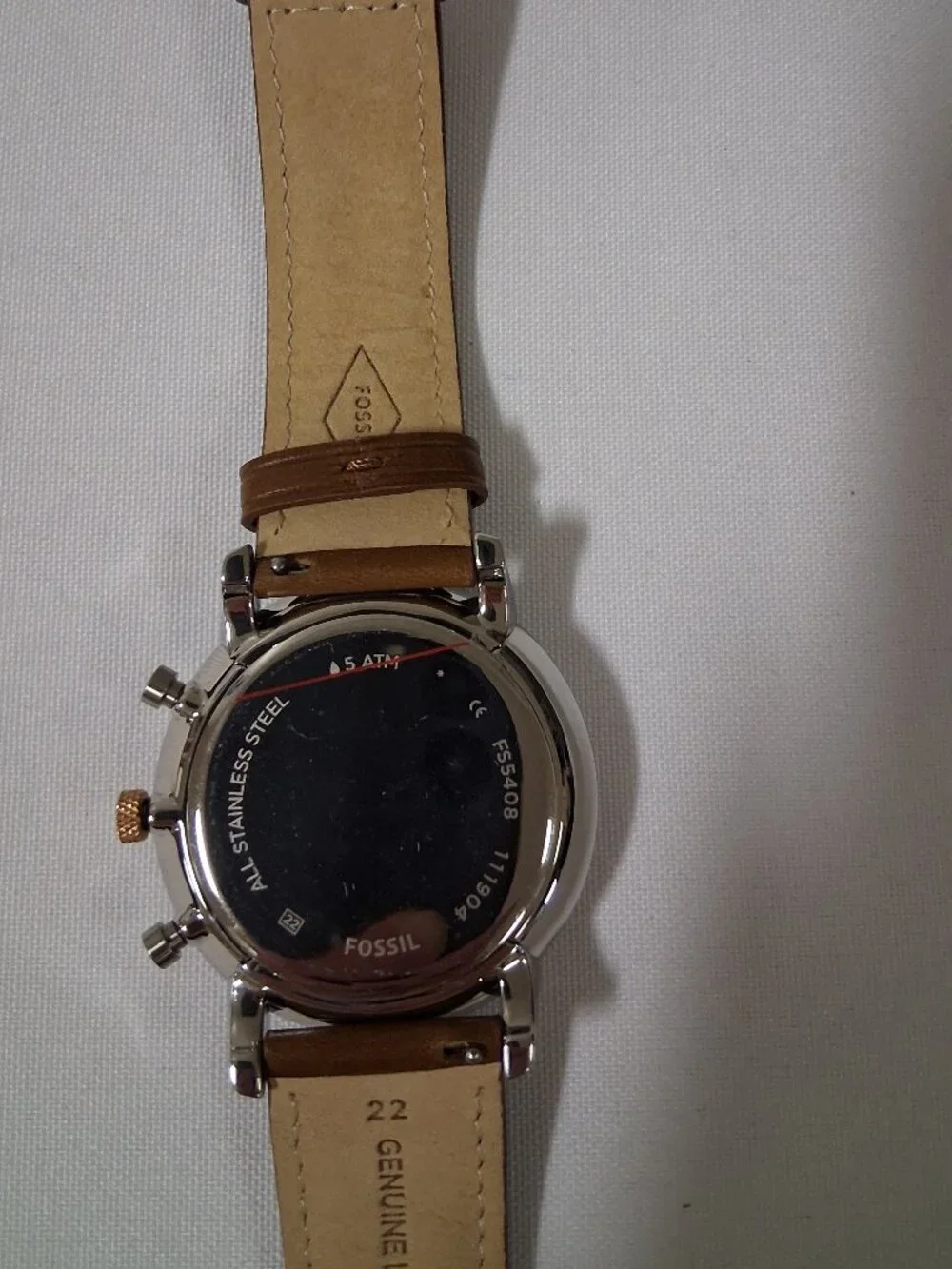 Fossil Men's Neutra Quartz Watch FS5408 – Stainless Steel Case & Brown Leather